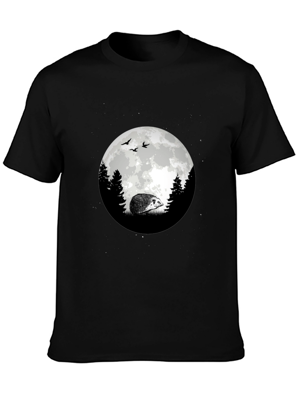 Moonlit Hedgehog Graphic Tee - Black