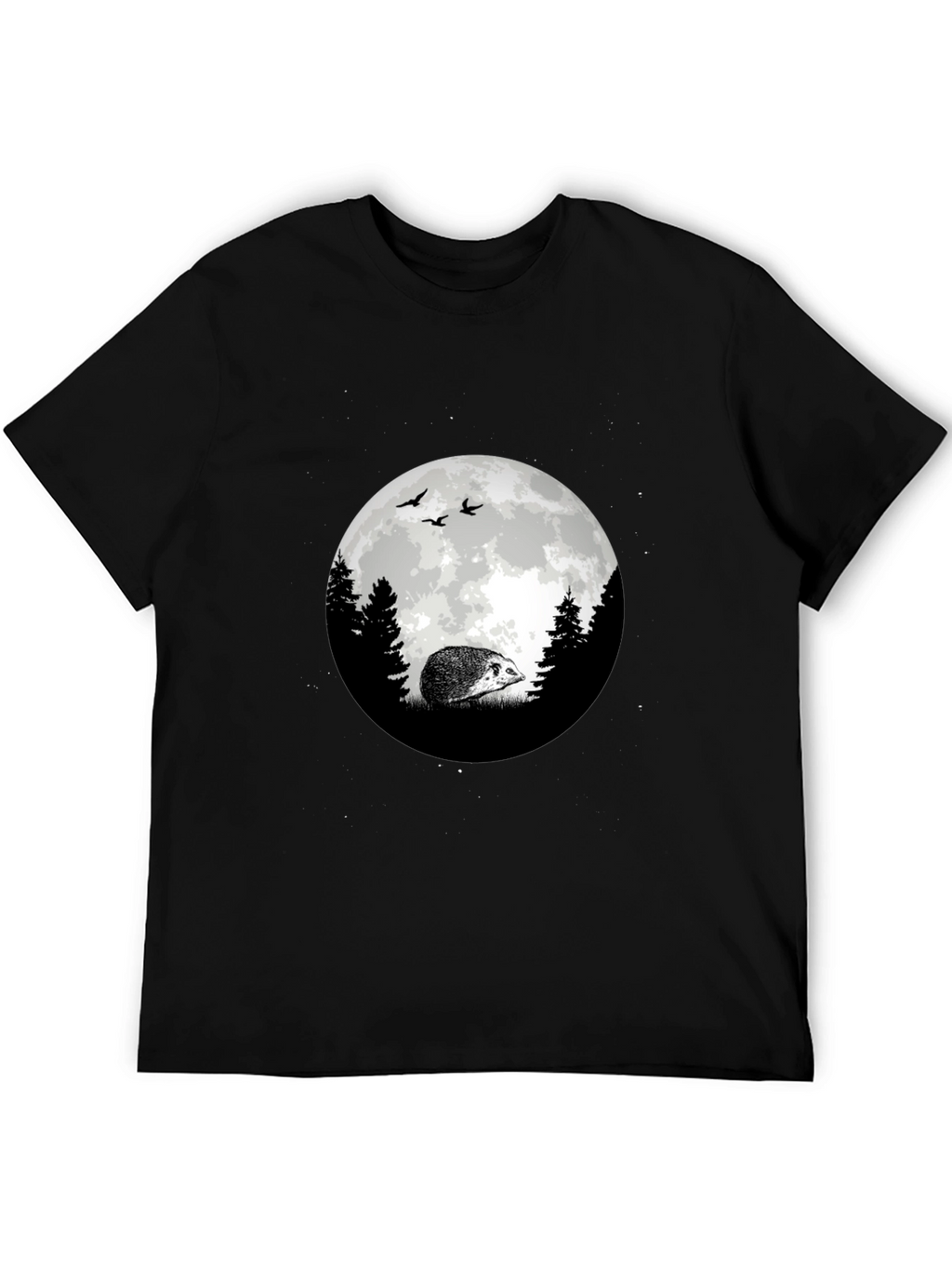 Moonlit Hedgehog Graphic Tee - Black