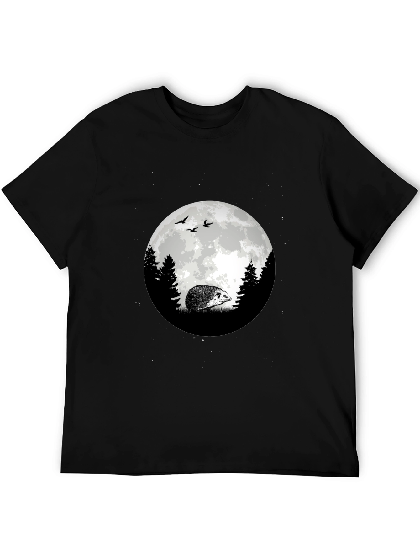 Moonlit Hedgehog Graphic Tee - Black