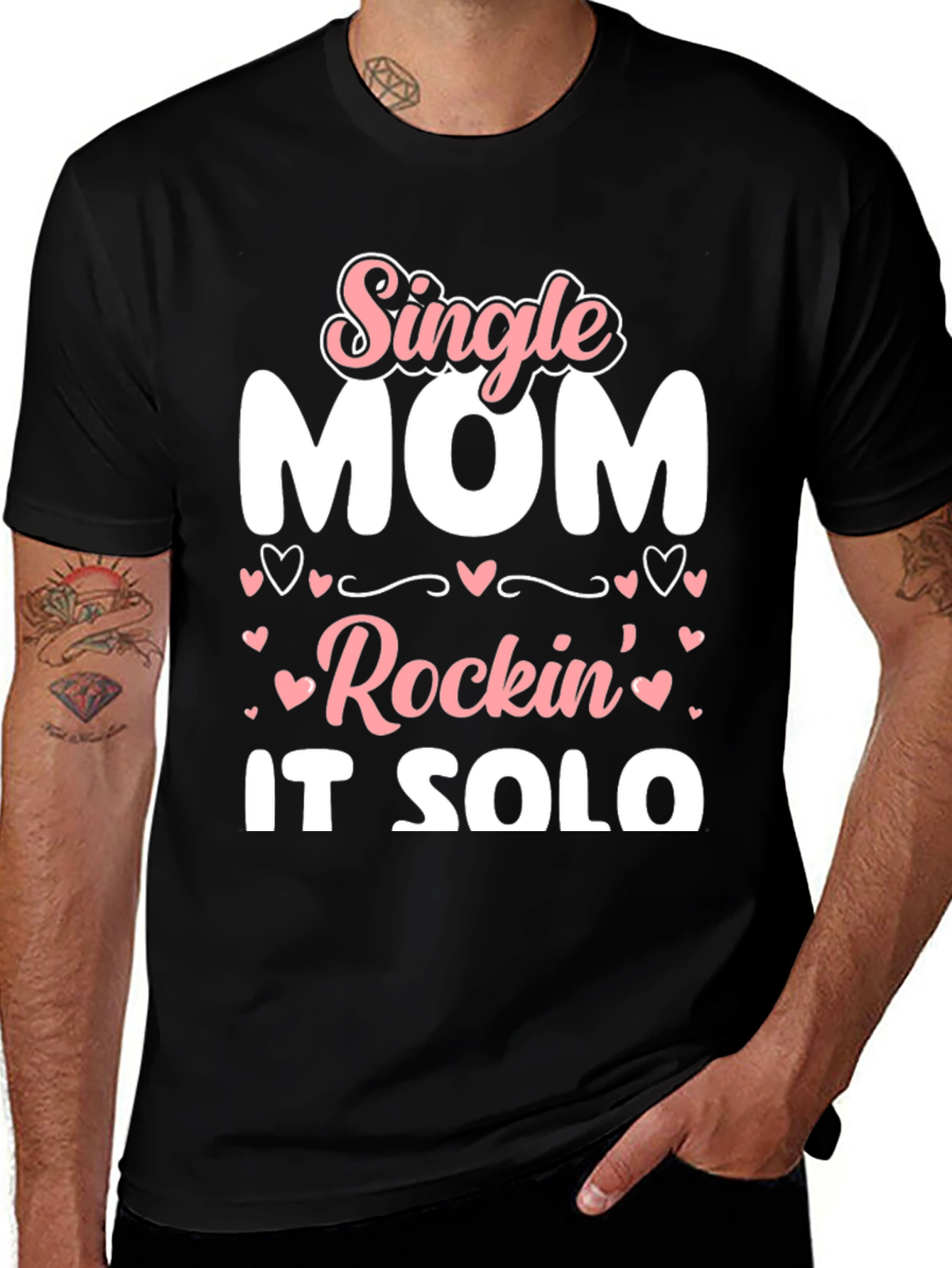 Single Mom Rockin It Solo Black Graphic T-Shirt