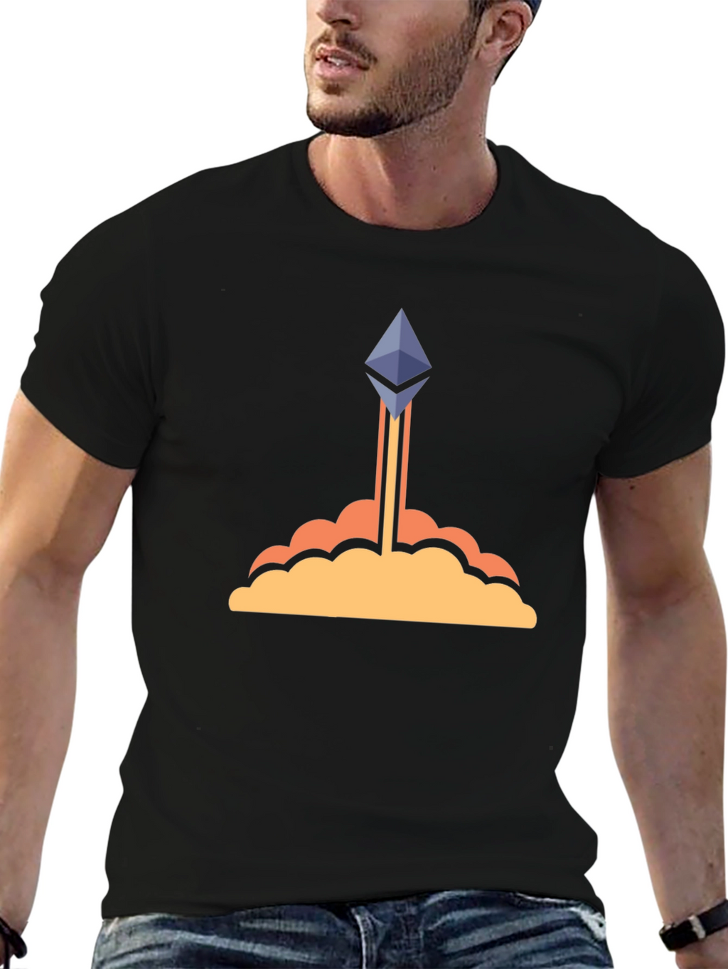 Ethereum Crypto Rocket Black T-Shirt