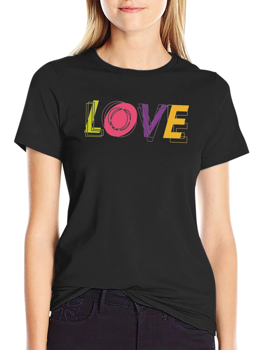 Trendy LOVE Graphic Black T-Shirt