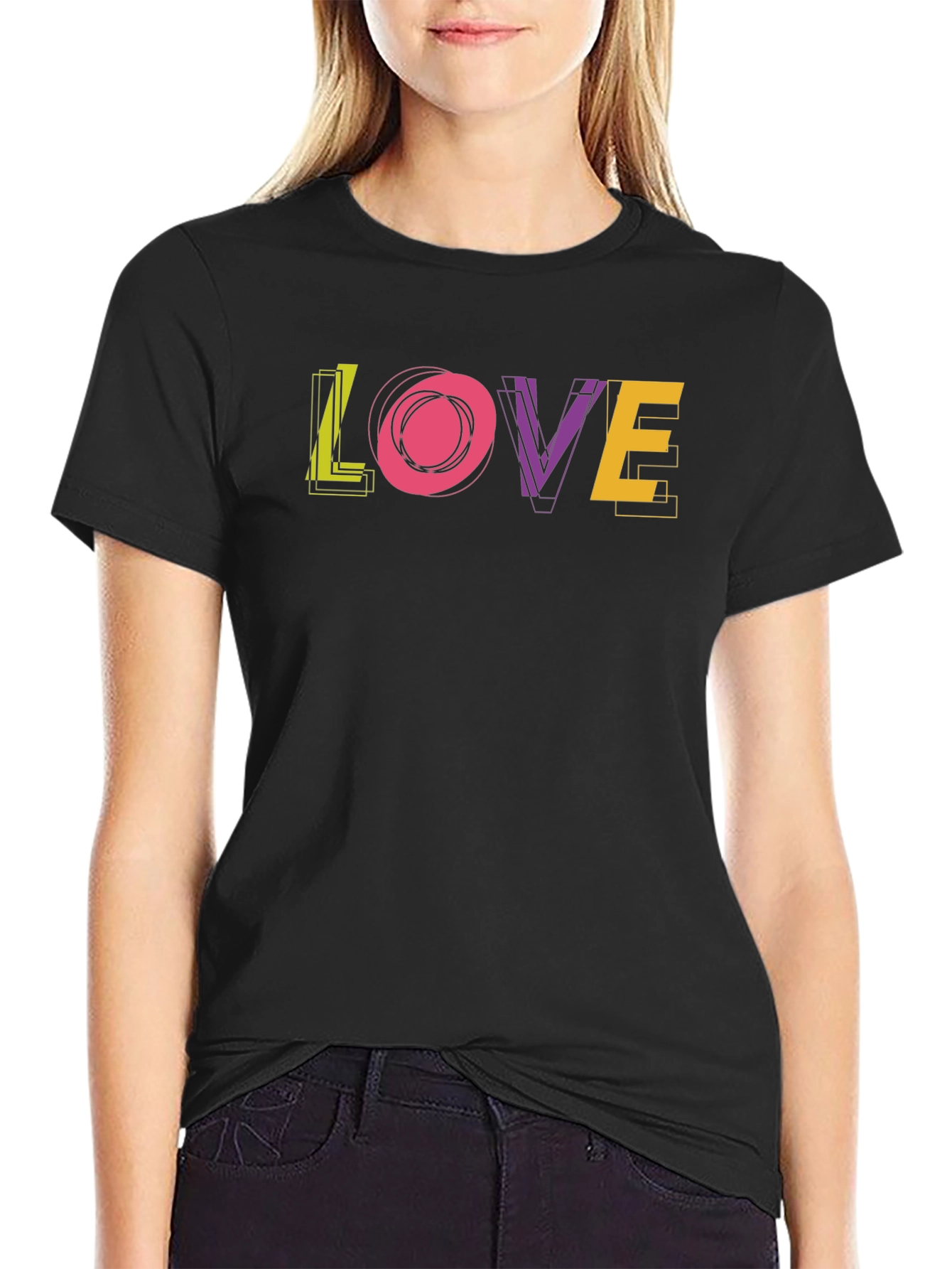 Trendy LOVE Graphic Black T-Shirt