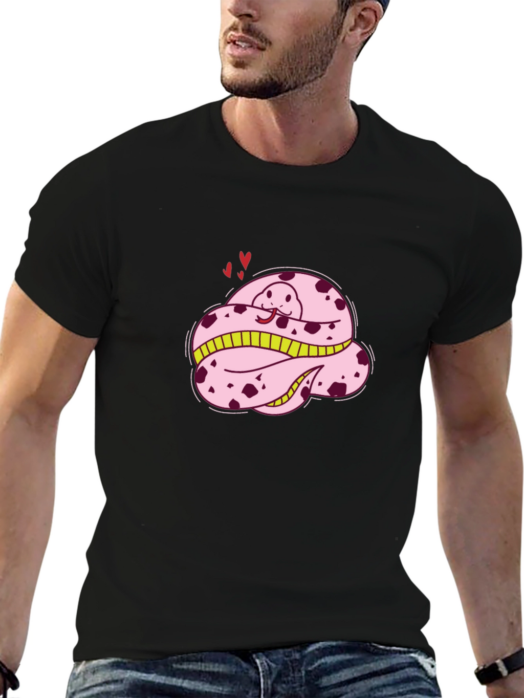 Cute Pink Snake T-Shirt - Cartoon Style
