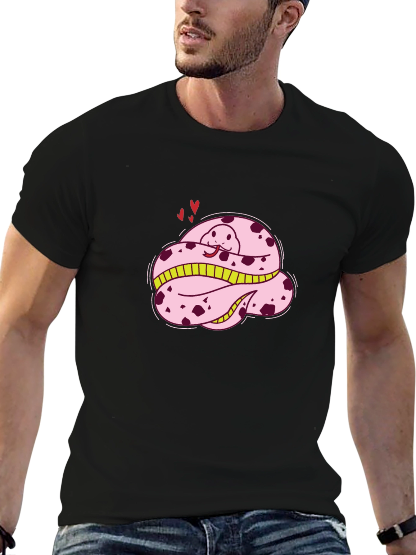 Cute Pink Snake T-Shirt - Cartoon Style