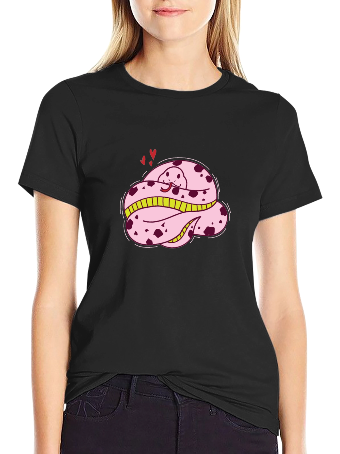 Cute Pink Snake T-Shirt - Cartoon Style