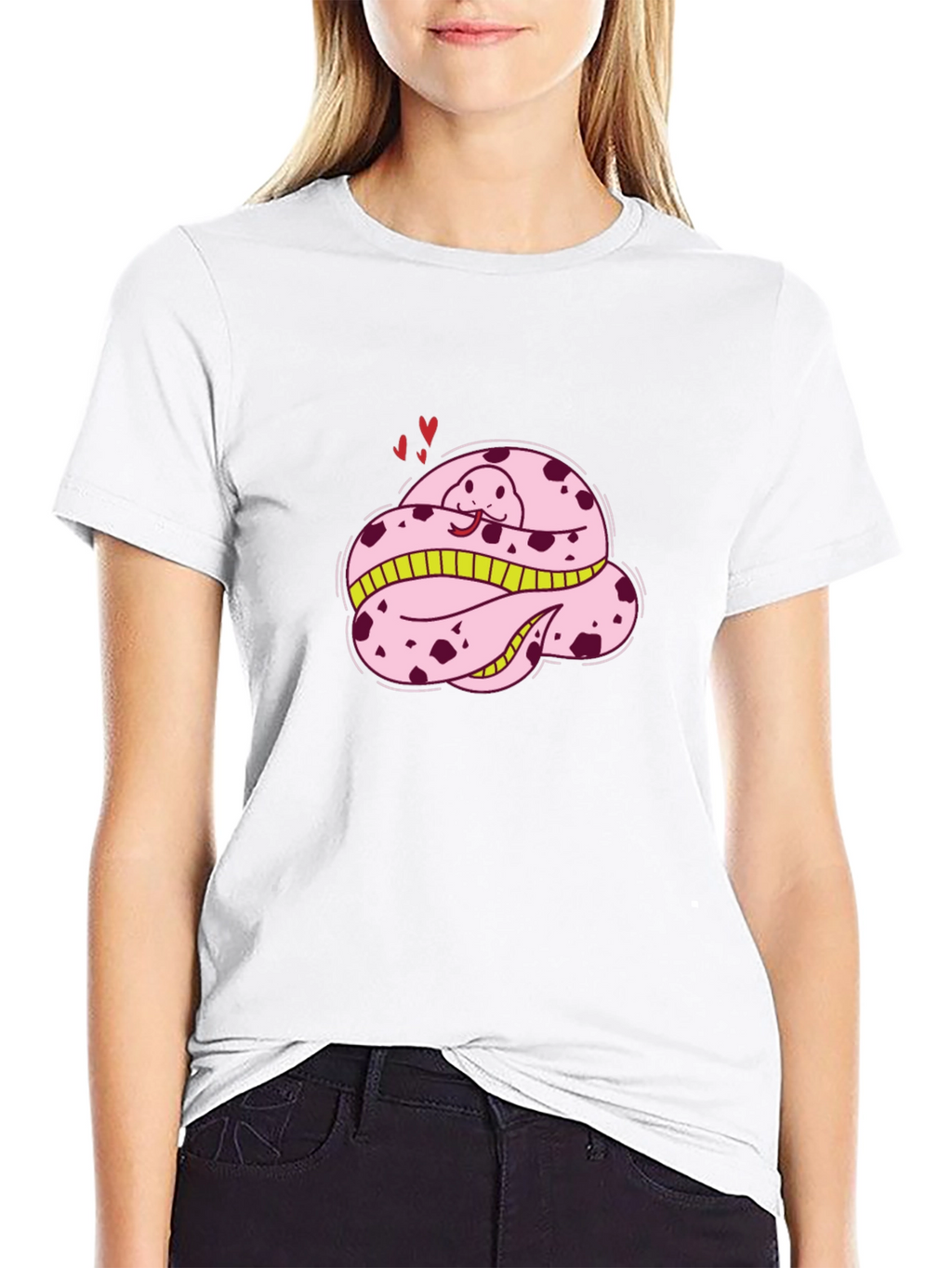 Cute Pink Snake T-Shirt - Cartoon Style