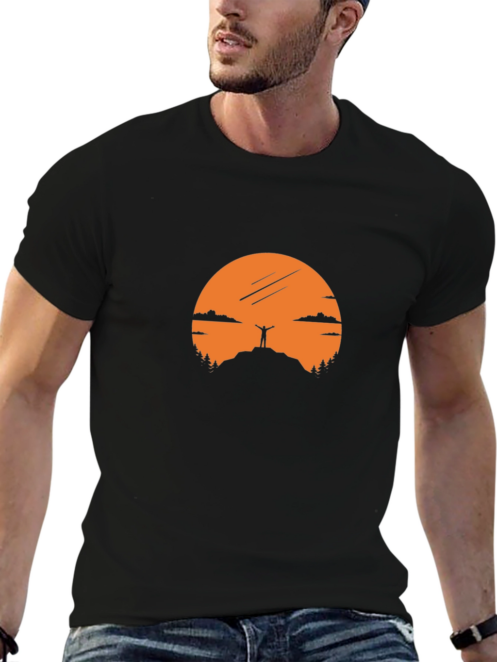 Mountain Top Silhouette Graphic Tee - Black