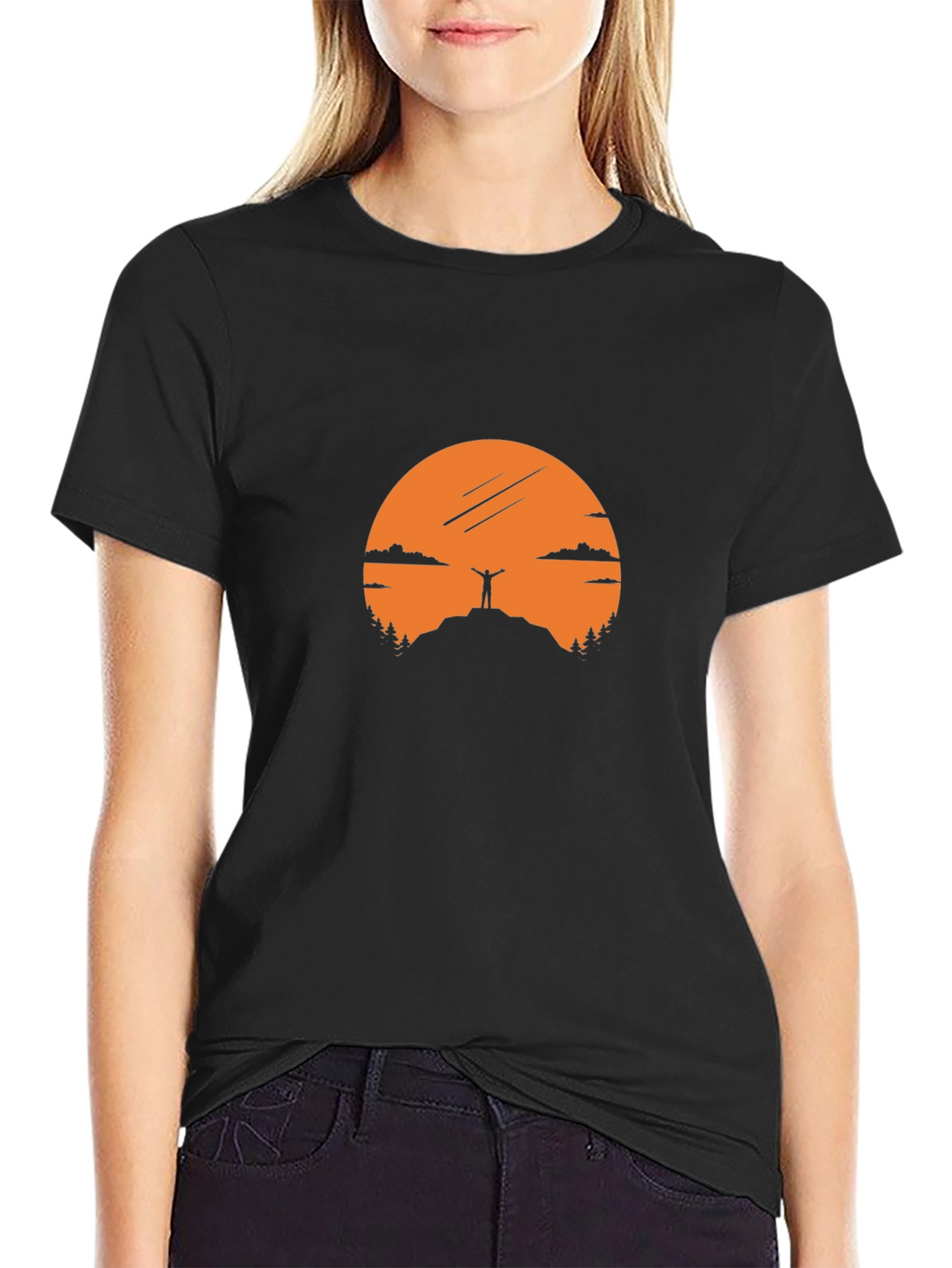 Mountain Top Silhouette Graphic Tee - Black