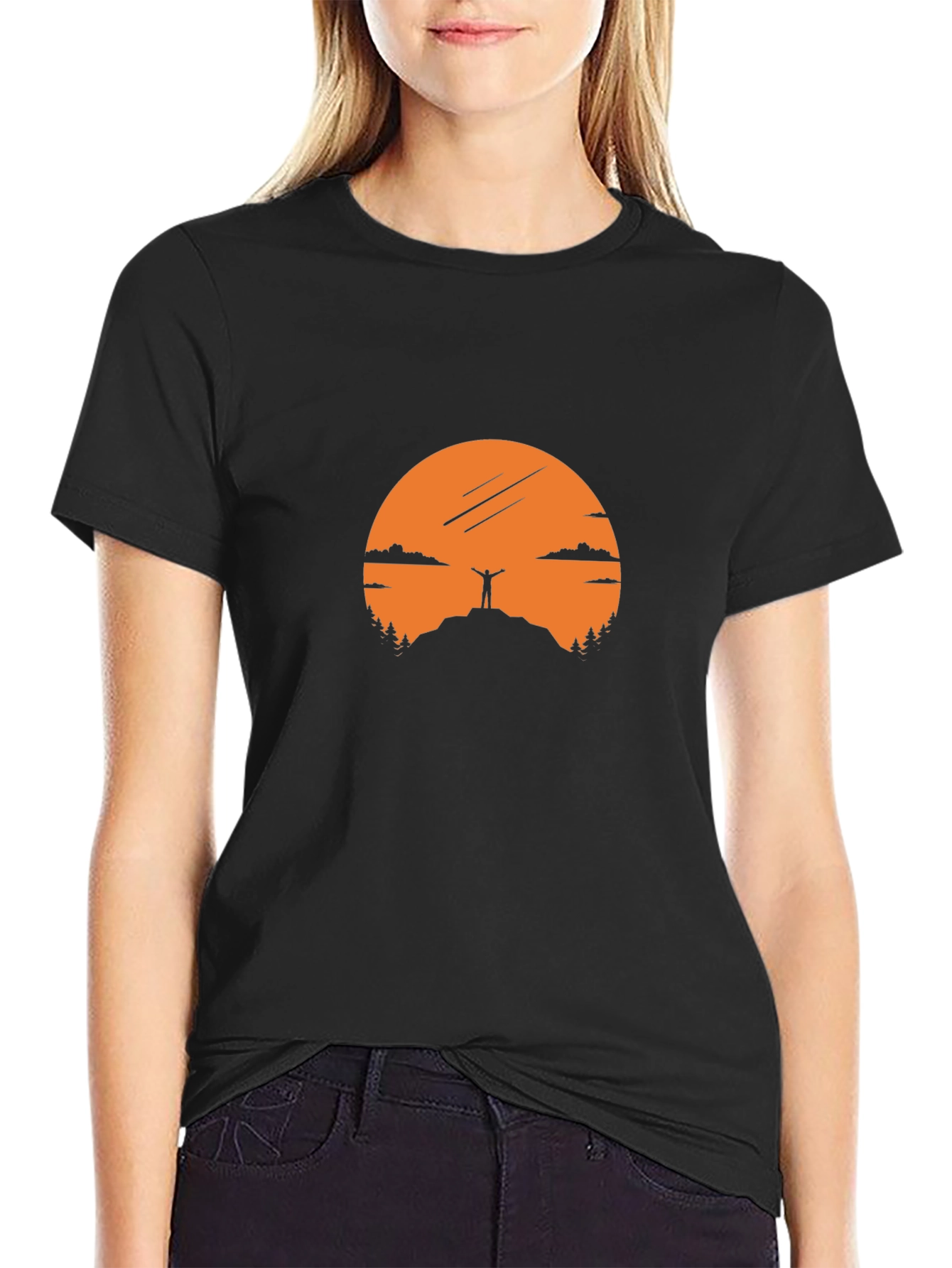 Mountain Top Silhouette Graphic Tee - Black