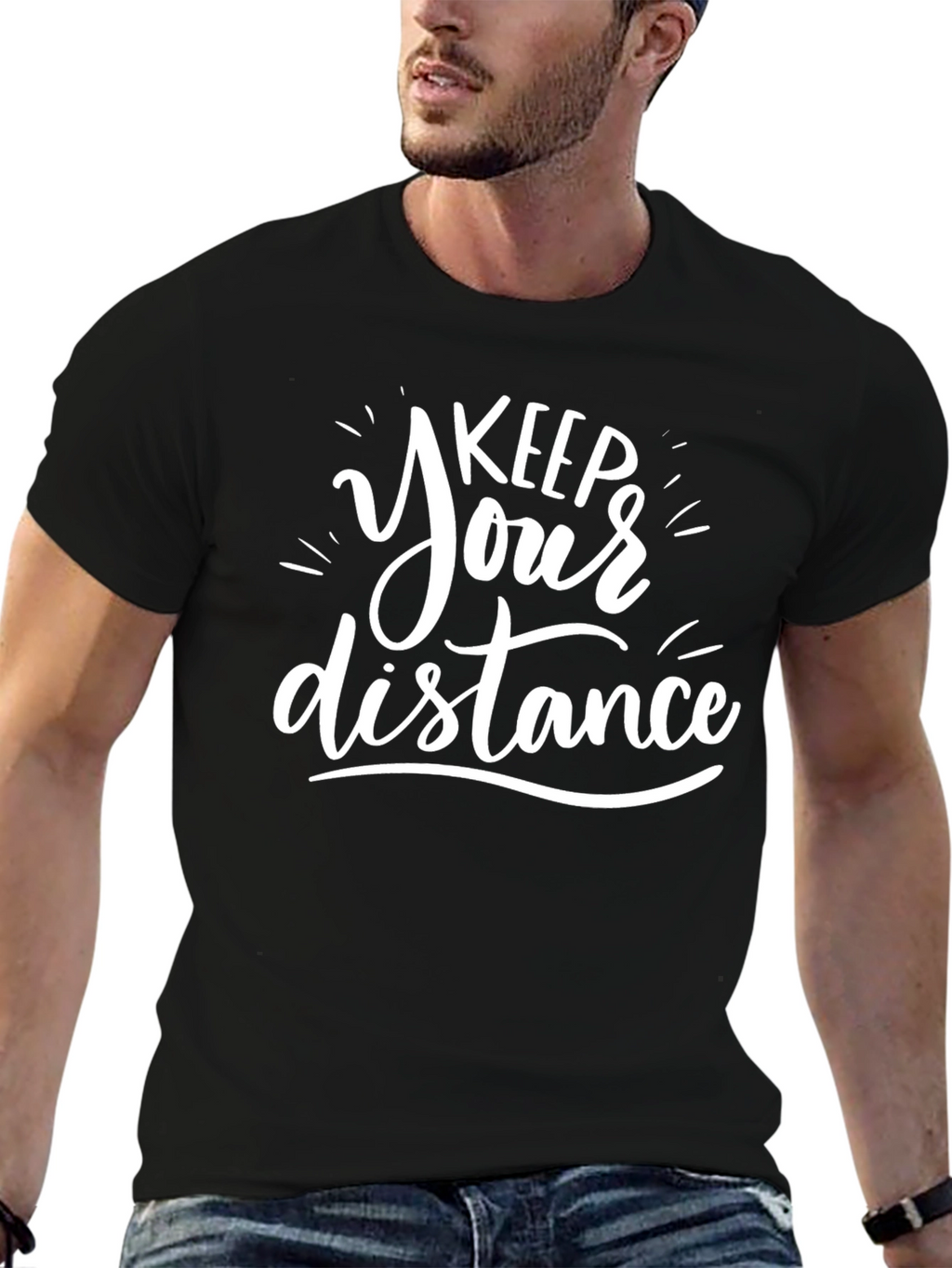 Keep Your Distance Graphic Tee - Black