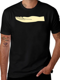 Graphic Tee: Hand Design Casual Black T-Shirt