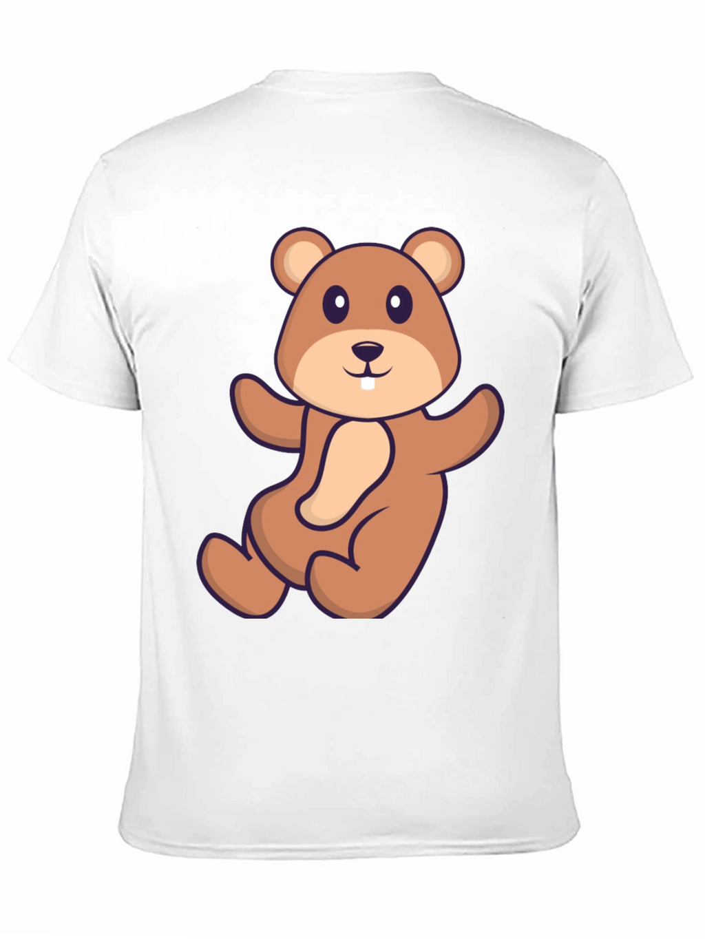 Cute Beaver Cartoon Graphic Tee - Black