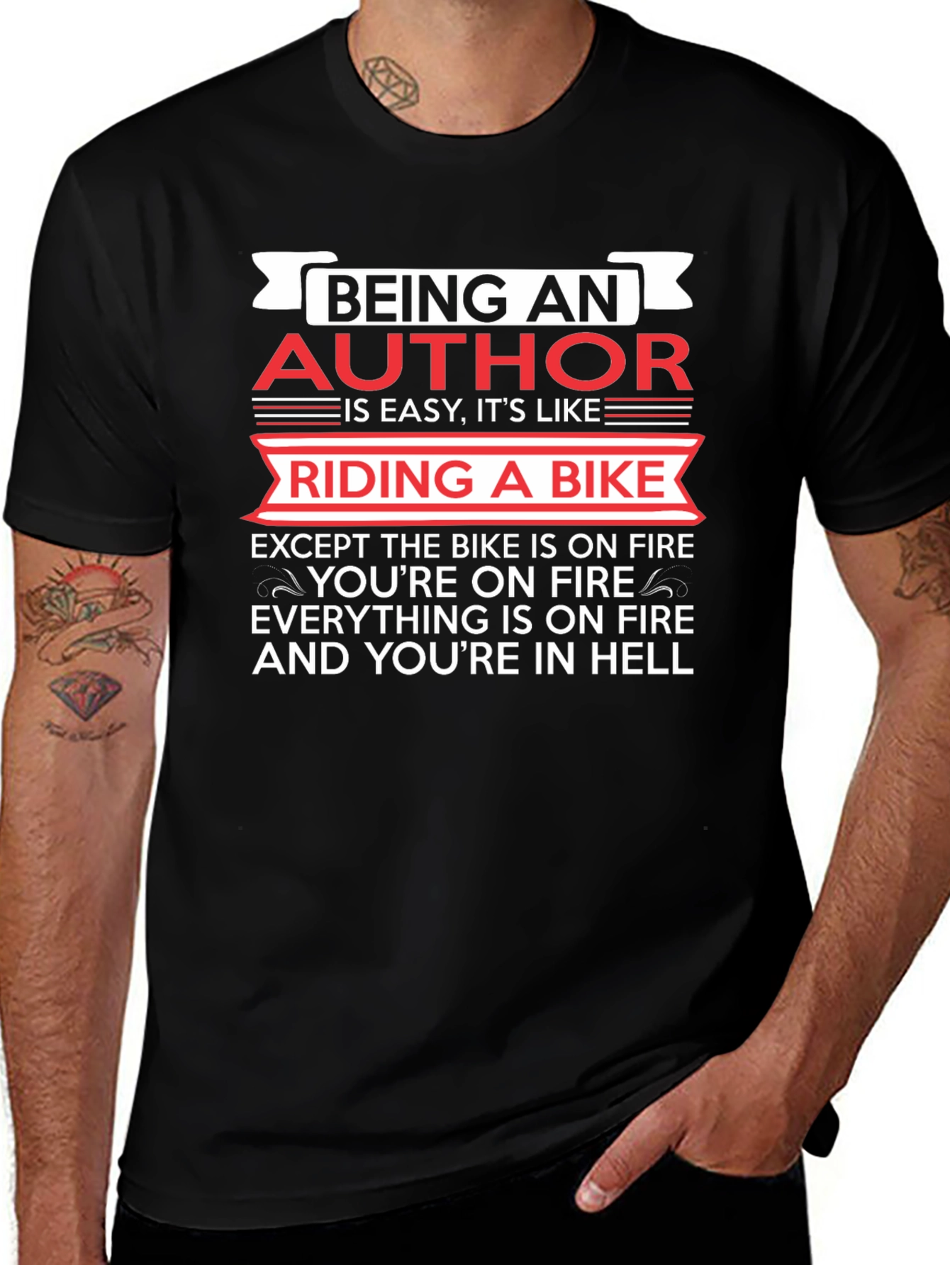 Being an Author T-Shirt: Riding a Bike in Hell