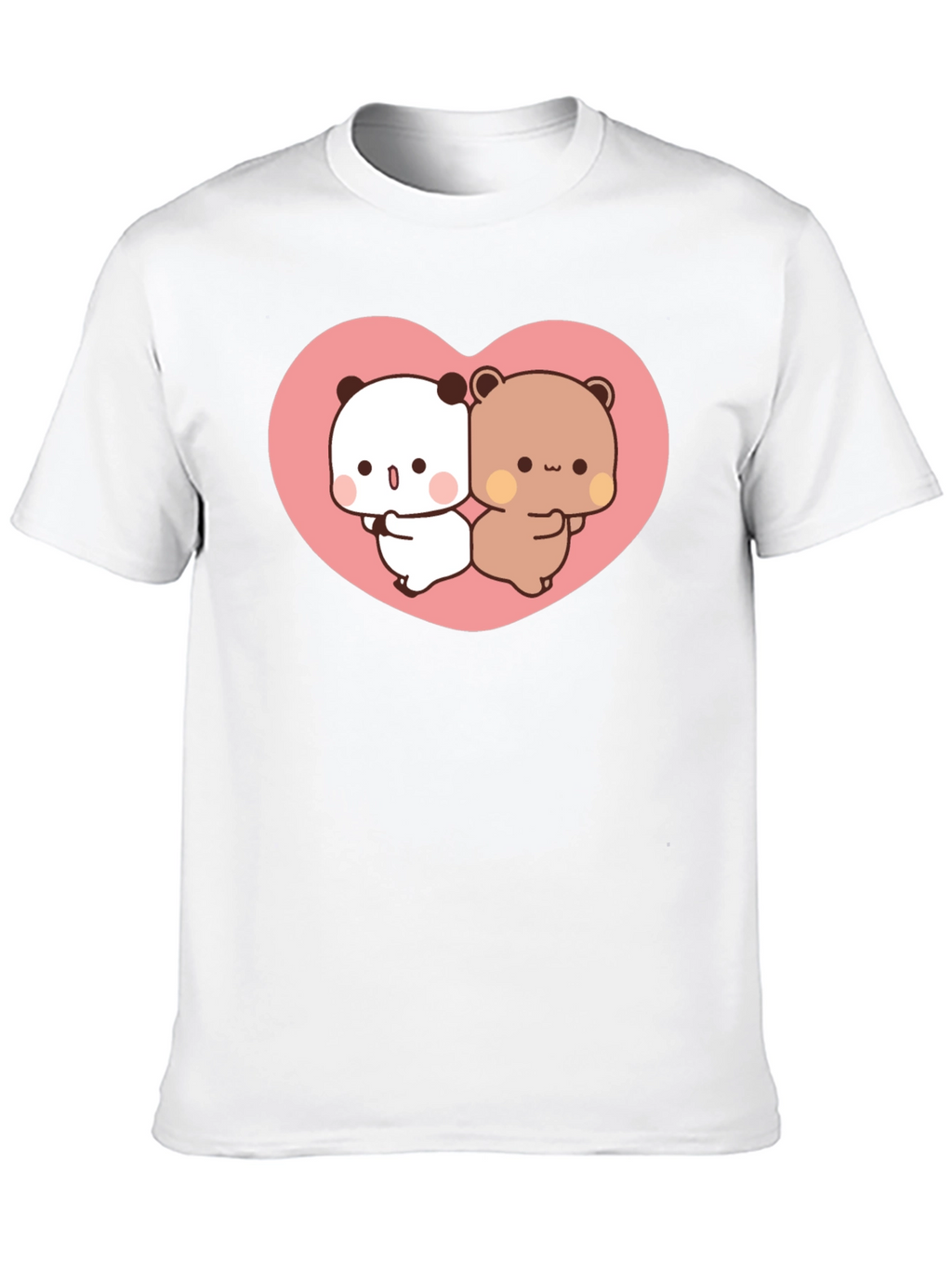 Cute Kawaii Bear Heart Graphic Black T-Shirt