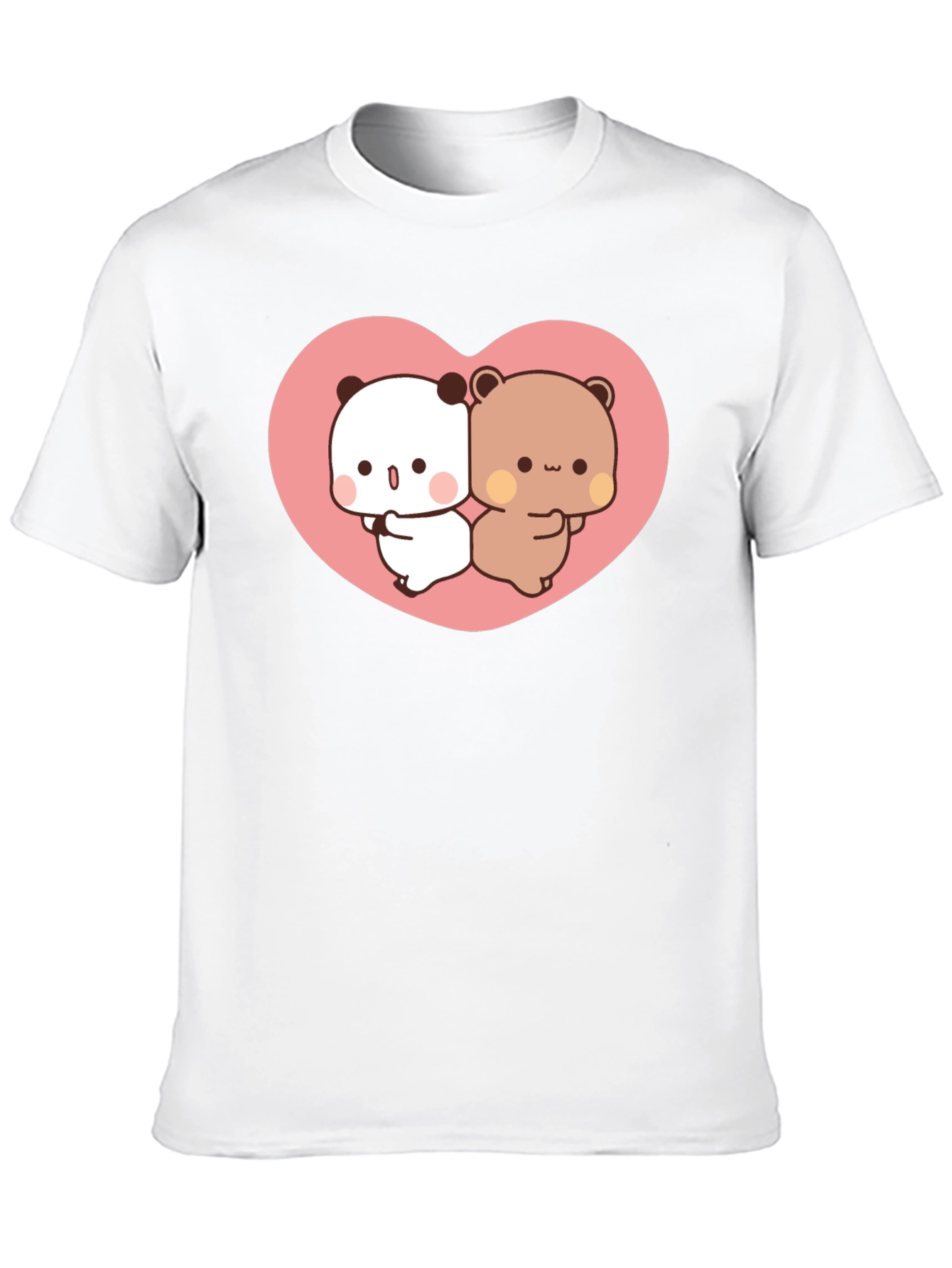 Cute Kawaii Bear Heart Graphic Black T-Shirt