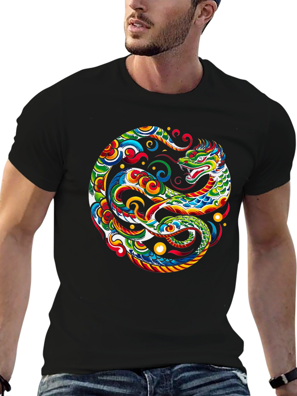 Dragon Yin Yang Graphic Tee - Bold & Stylish