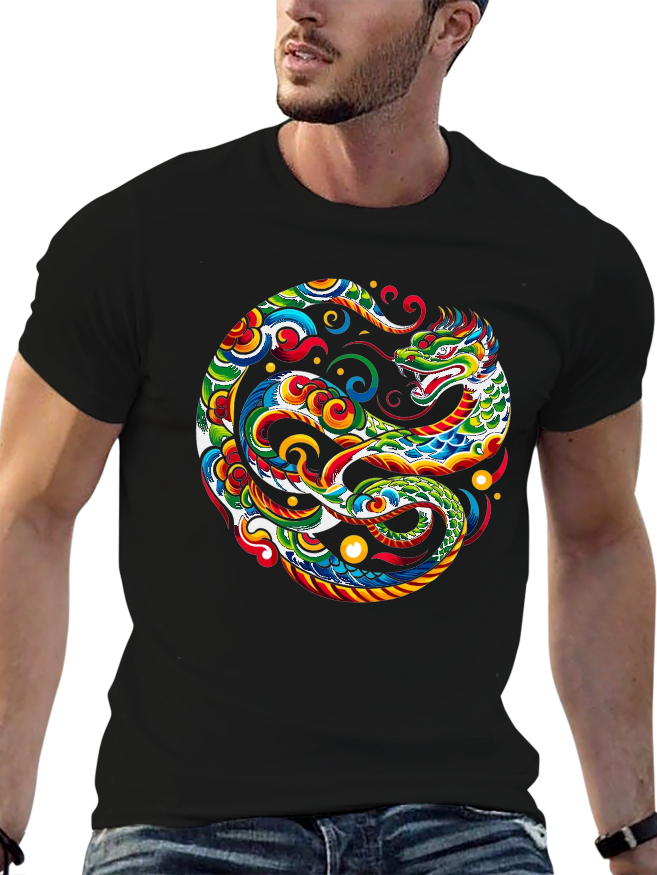 Dragon Yin Yang Graphic Tee - Bold & Stylish
