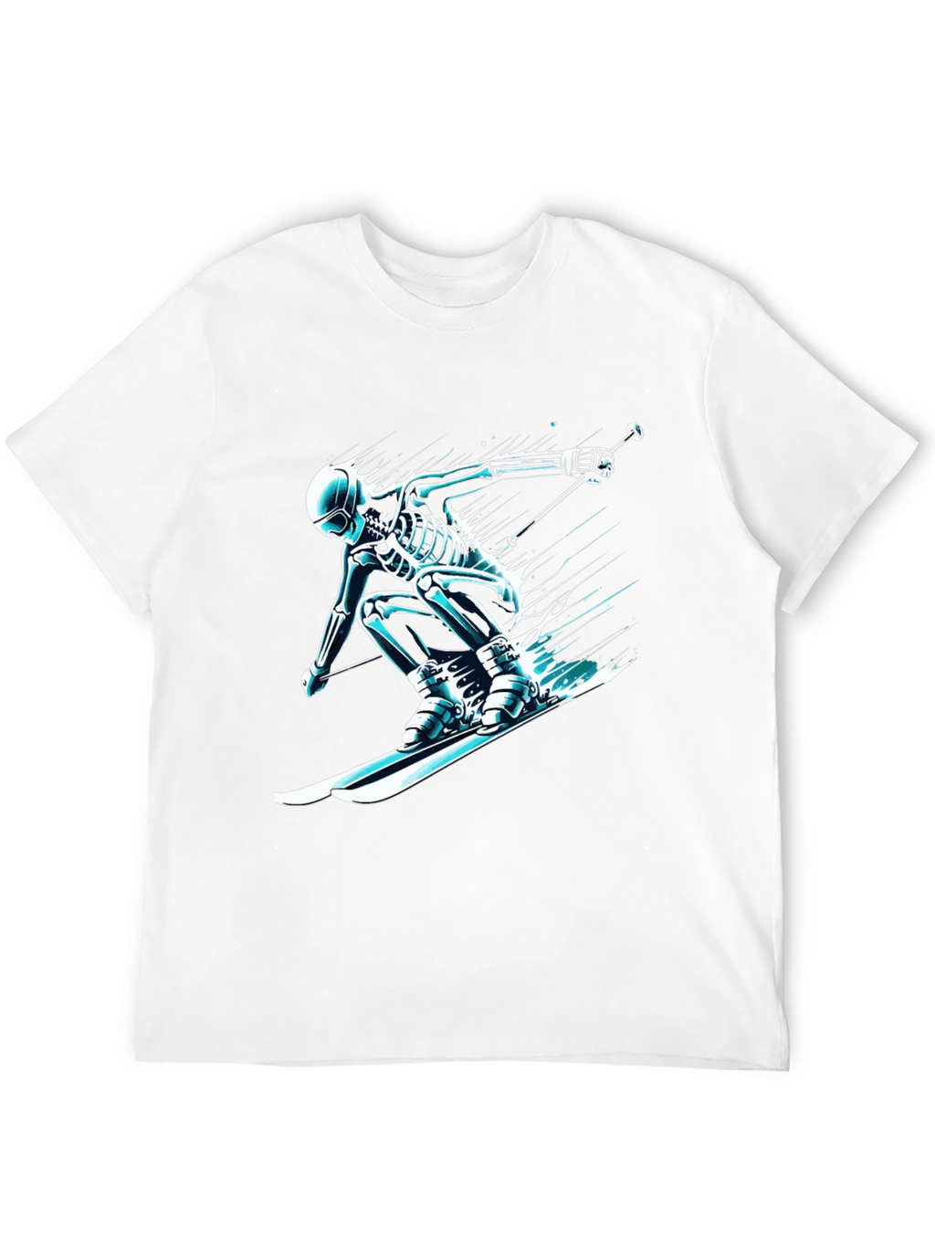 Skeleton Skiing T-Shirt - Black Graphic Tee