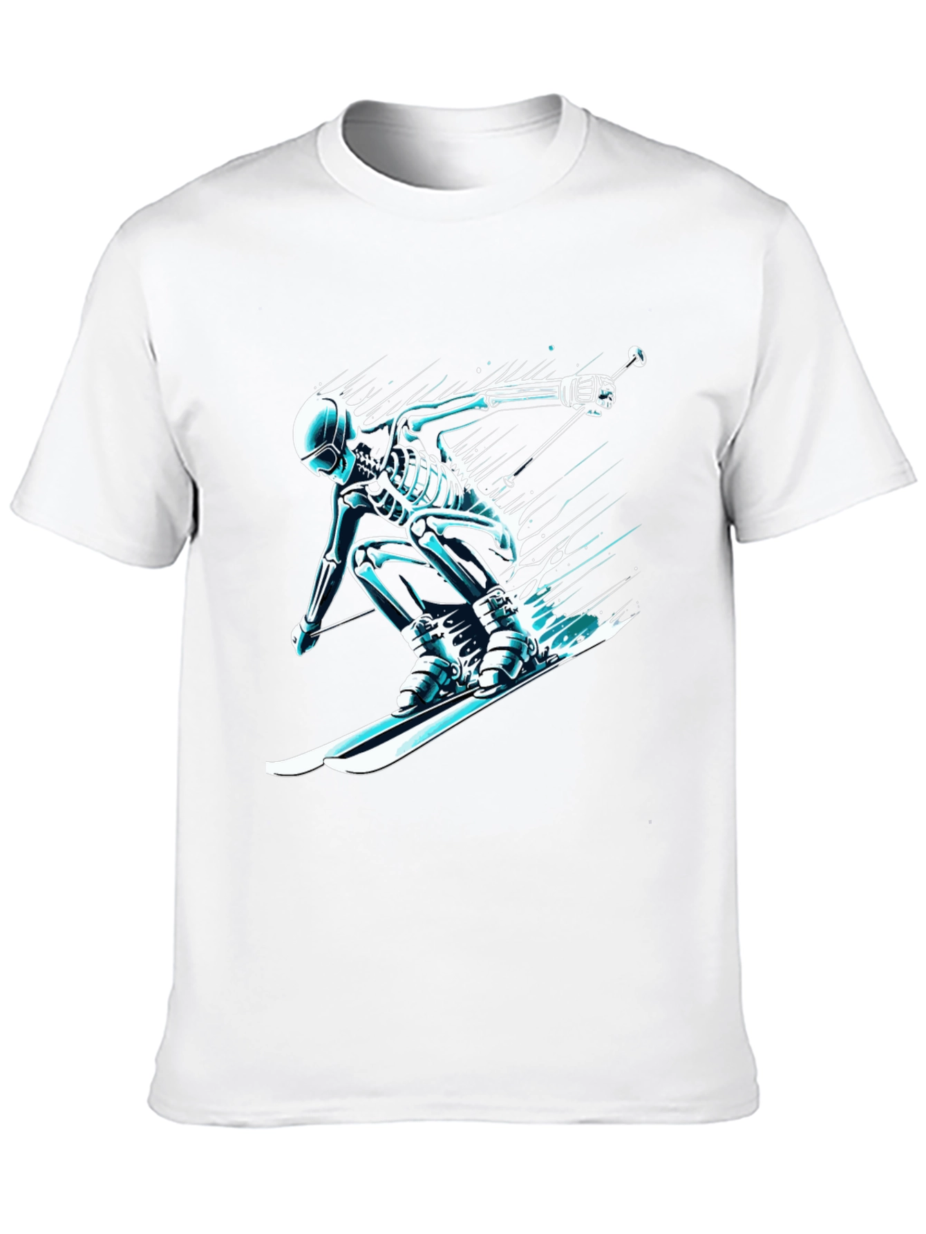 Skeleton Skiing T-Shirt - Black Graphic Tee