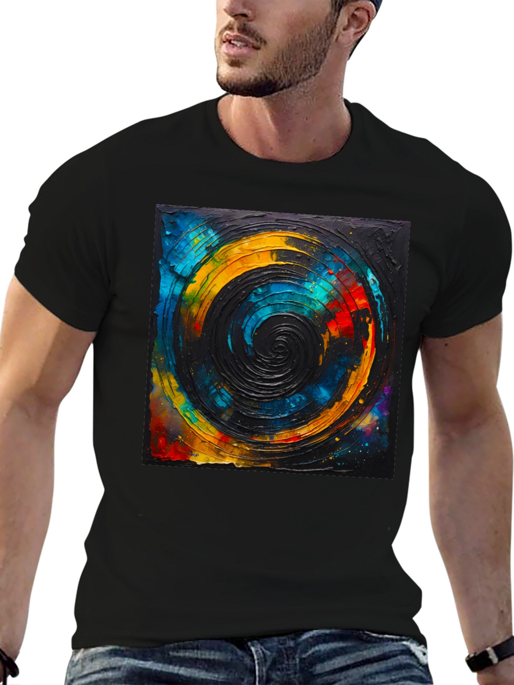 Abstract Swirl Graphic Tee - Black Unisex T-Shirt