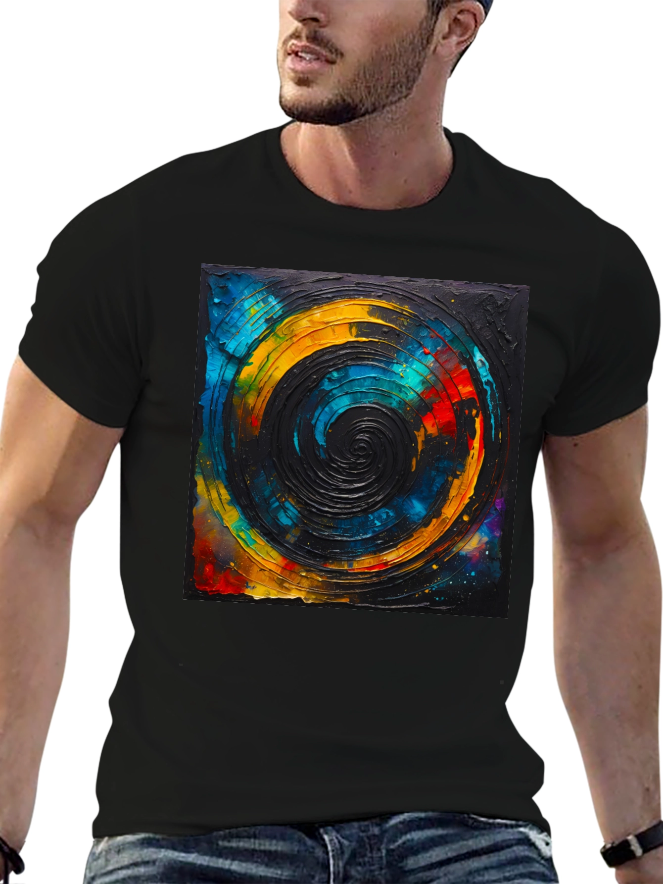 Abstract Swirl Graphic Tee - Black Unisex T-Shirt