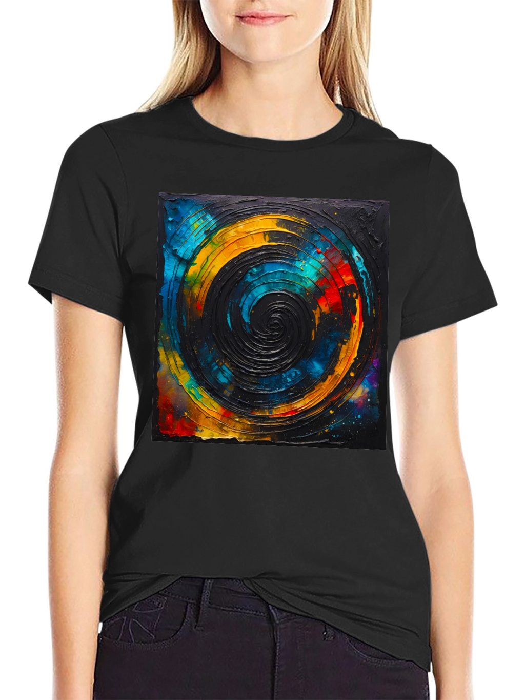 Abstract Swirl Graphic Tee - Black Unisex T-Shirt