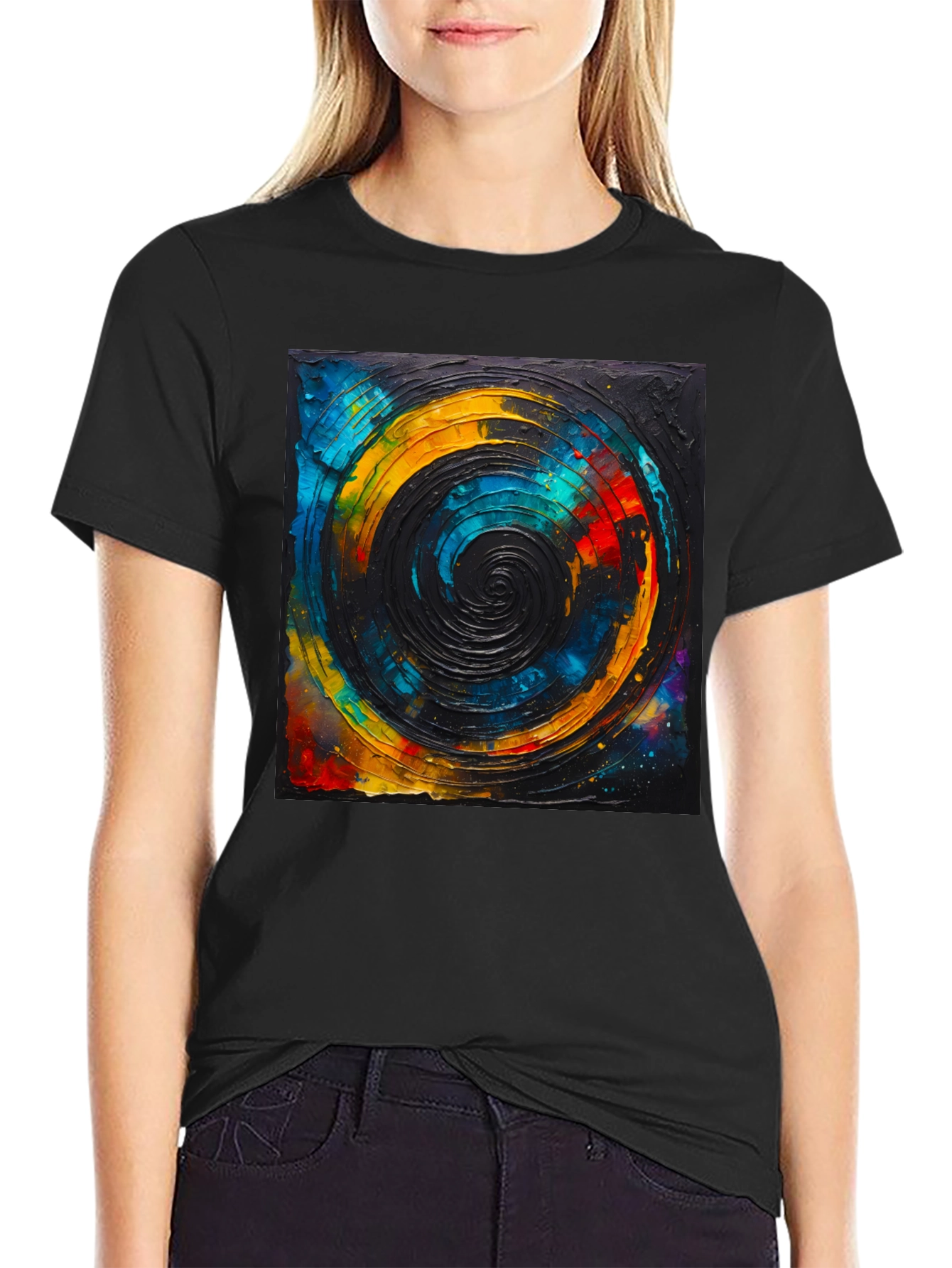 Abstract Swirl Graphic Tee - Black Unisex T-Shirt
