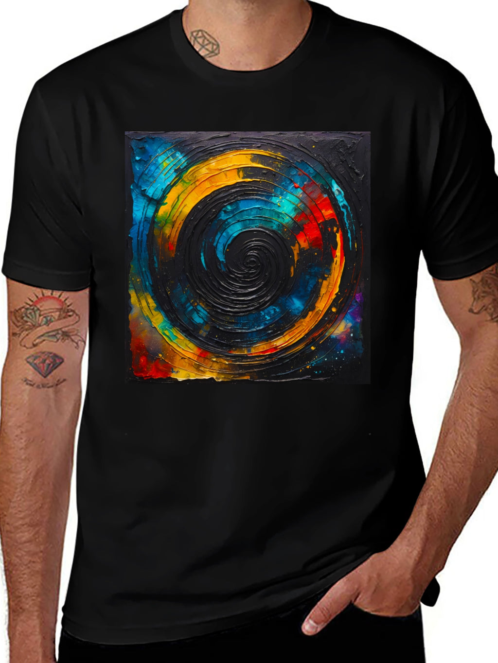 Abstract Swirl Graphic Tee - Black Unisex T-Shirt