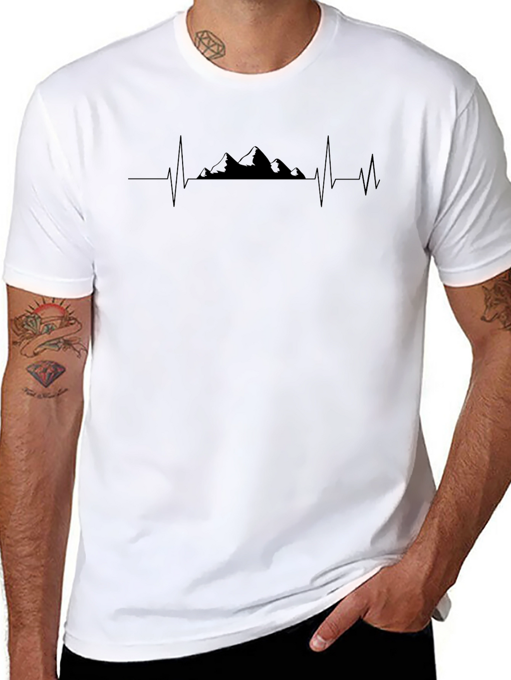 Mountain Heartbeat Graphic Tee - Mens Black T-Shirt