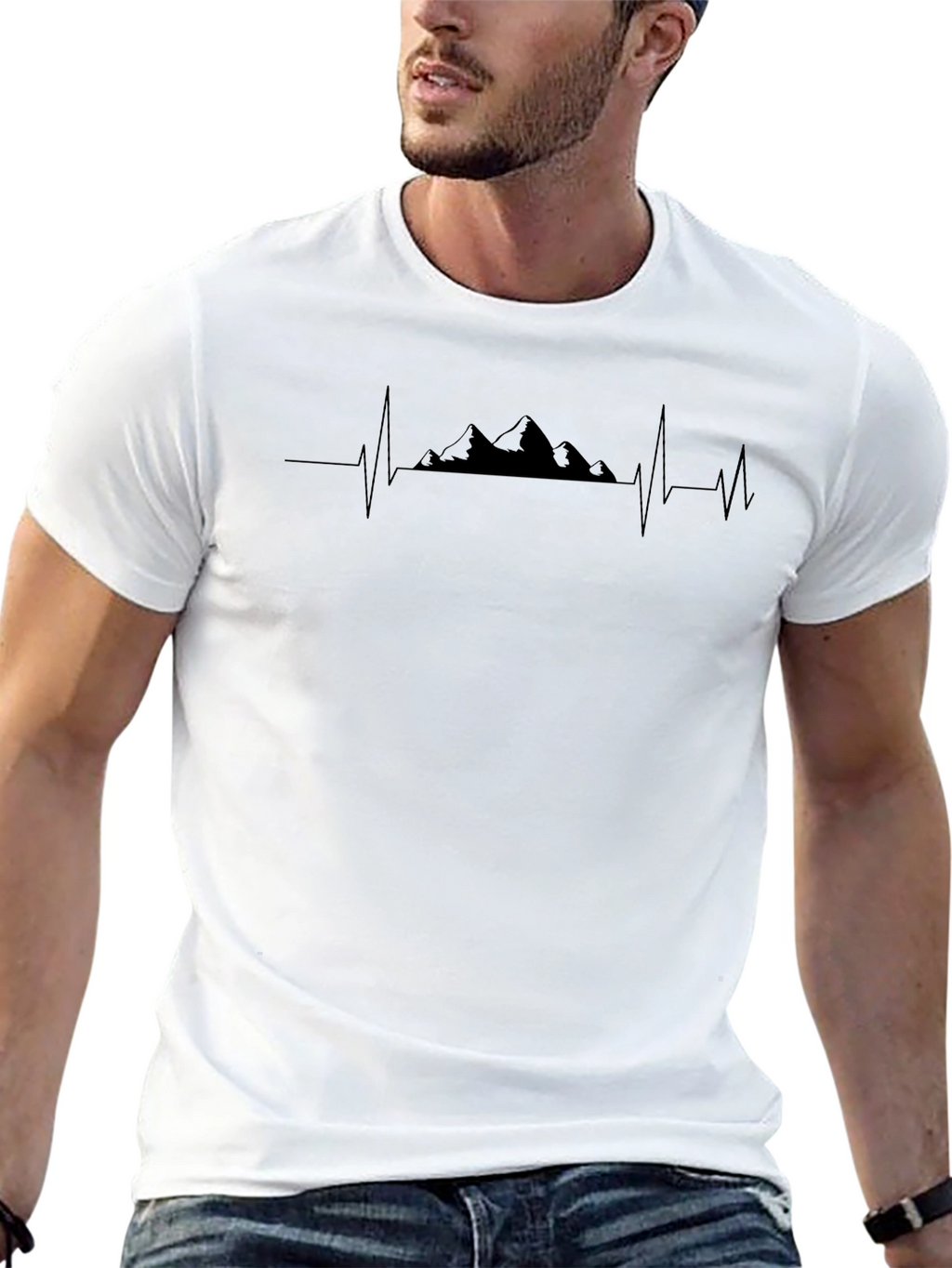 Mountain Heartbeat Graphic Tee - Mens Black T-Shirt