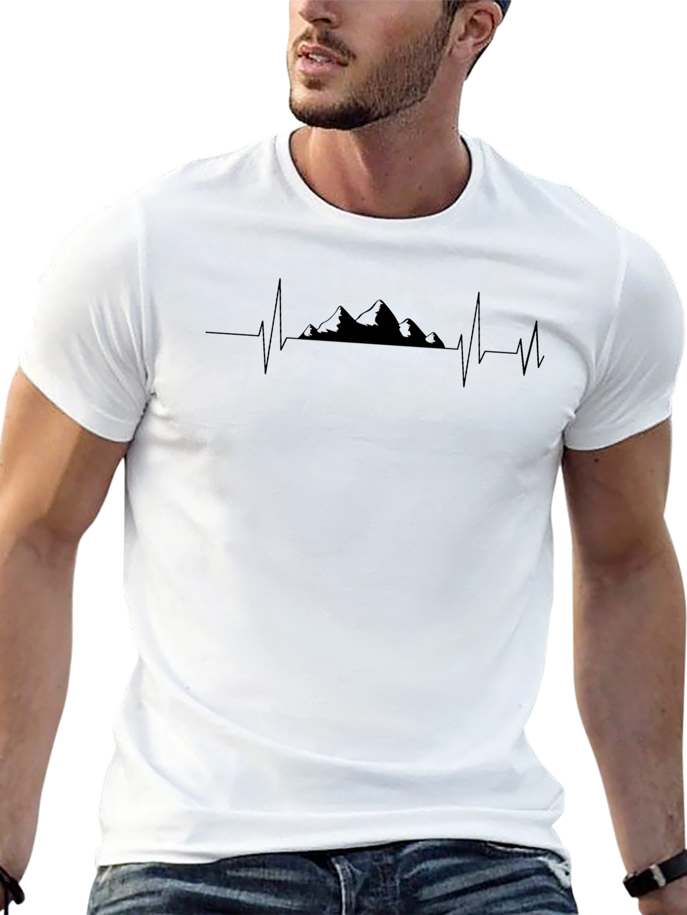 Mountain Heartbeat Graphic Tee - Mens Black T-Shirt
