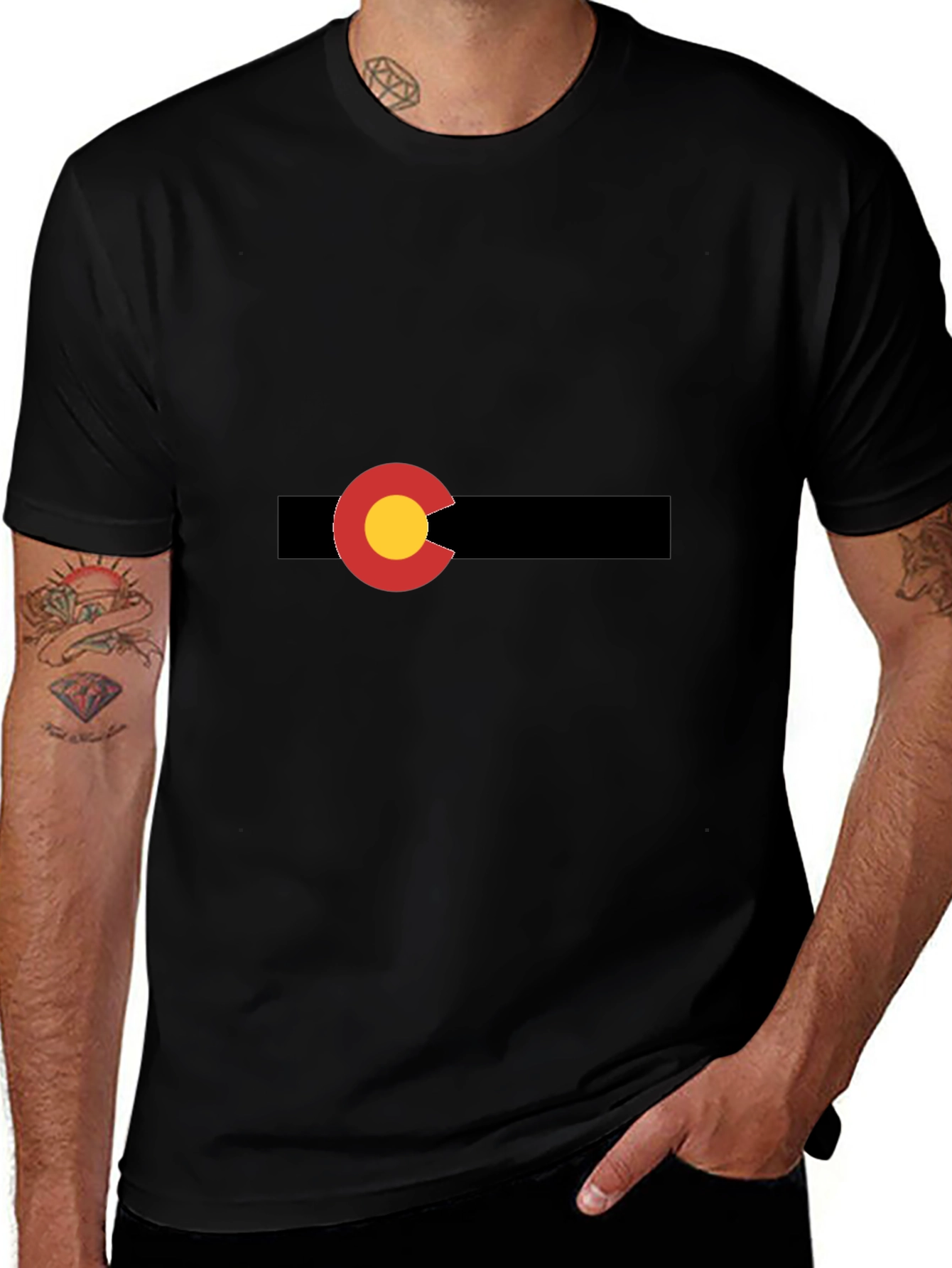 Colorado Flag Graphic Tee - Stylish Black T-Shirt