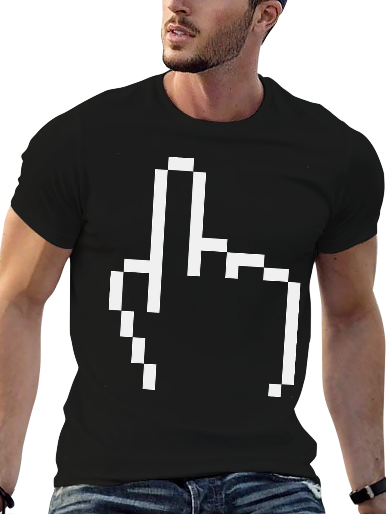 Pixel Finger T-Shirt - Retro Style Funny Graphic Tee