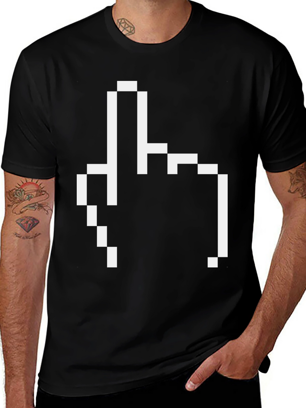 Pixel Finger T-Shirt - Retro Style Funny Graphic Tee