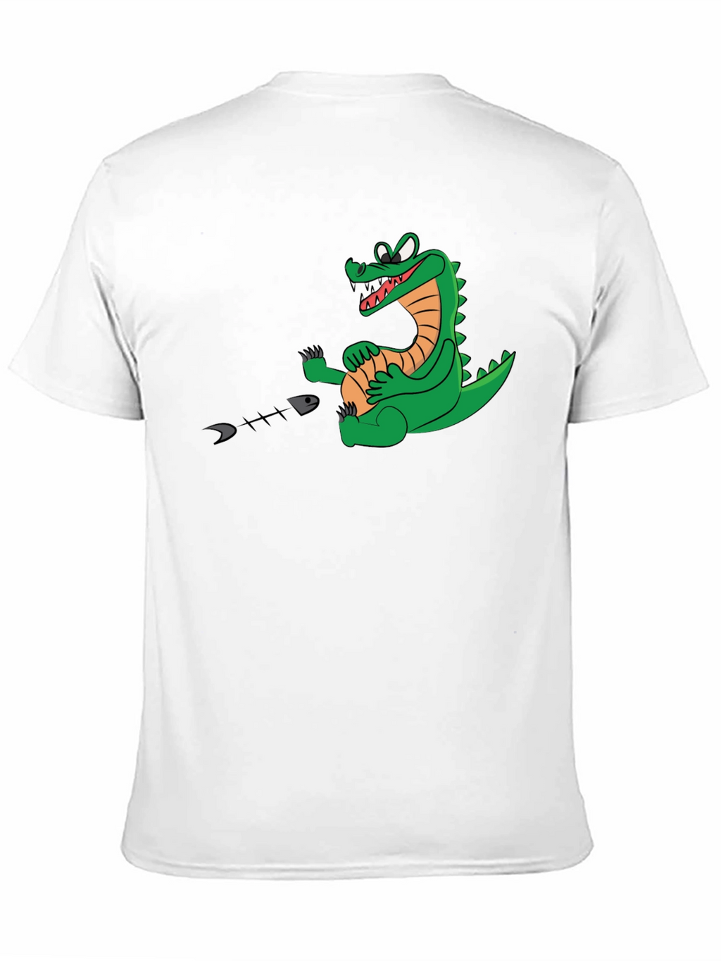 Alligator Eating Fish T-Shirt - Black Cotton Tee
