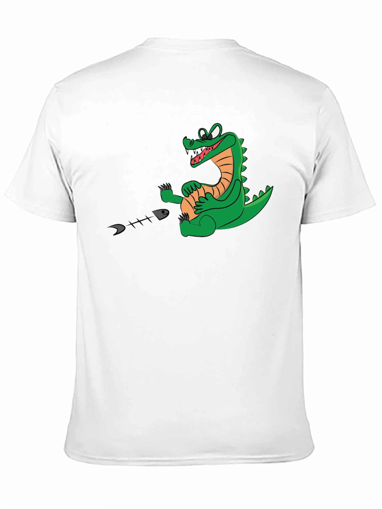 Alligator Eating Fish T-Shirt - Black Cotton Tee