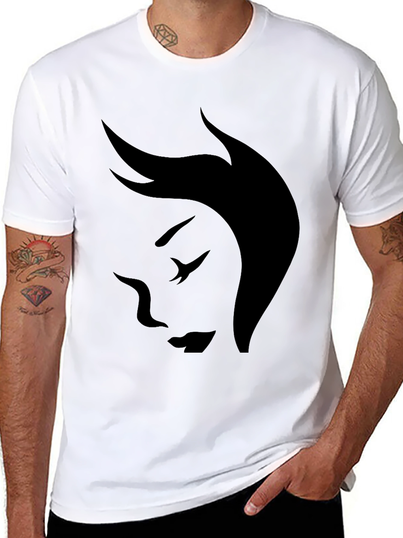 Minimalist Face Graphic Black T-Shirt