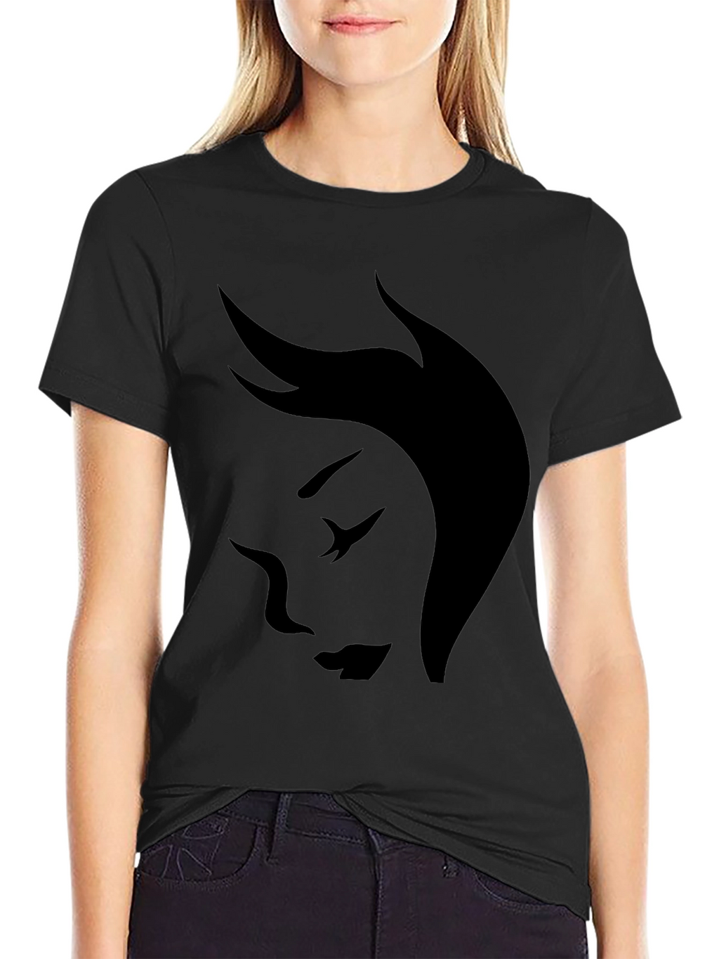 Minimalist Face Graphic Black T-Shirt
