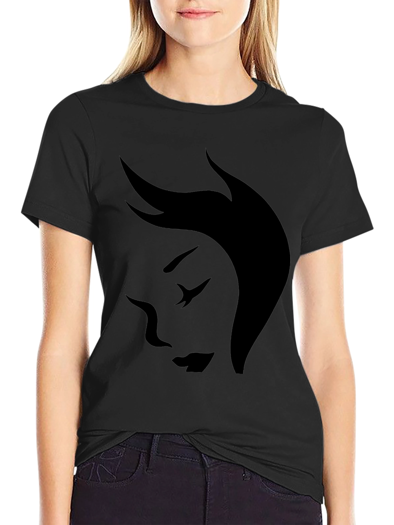 Minimalist Face Graphic Black T-Shirt