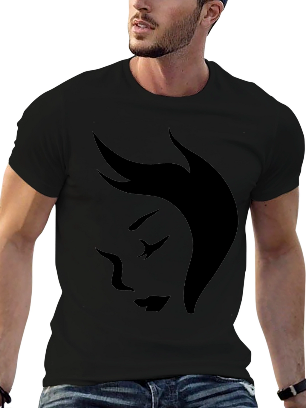 Minimalist Face Graphic Black T-Shirt