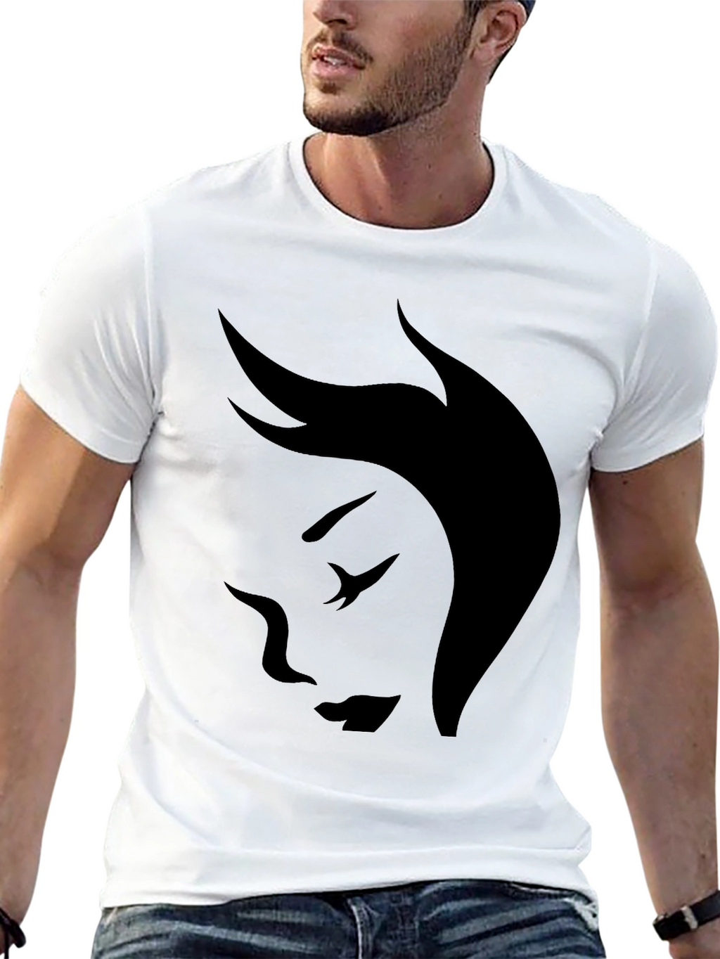 Minimalist Face Graphic Black T-Shirt