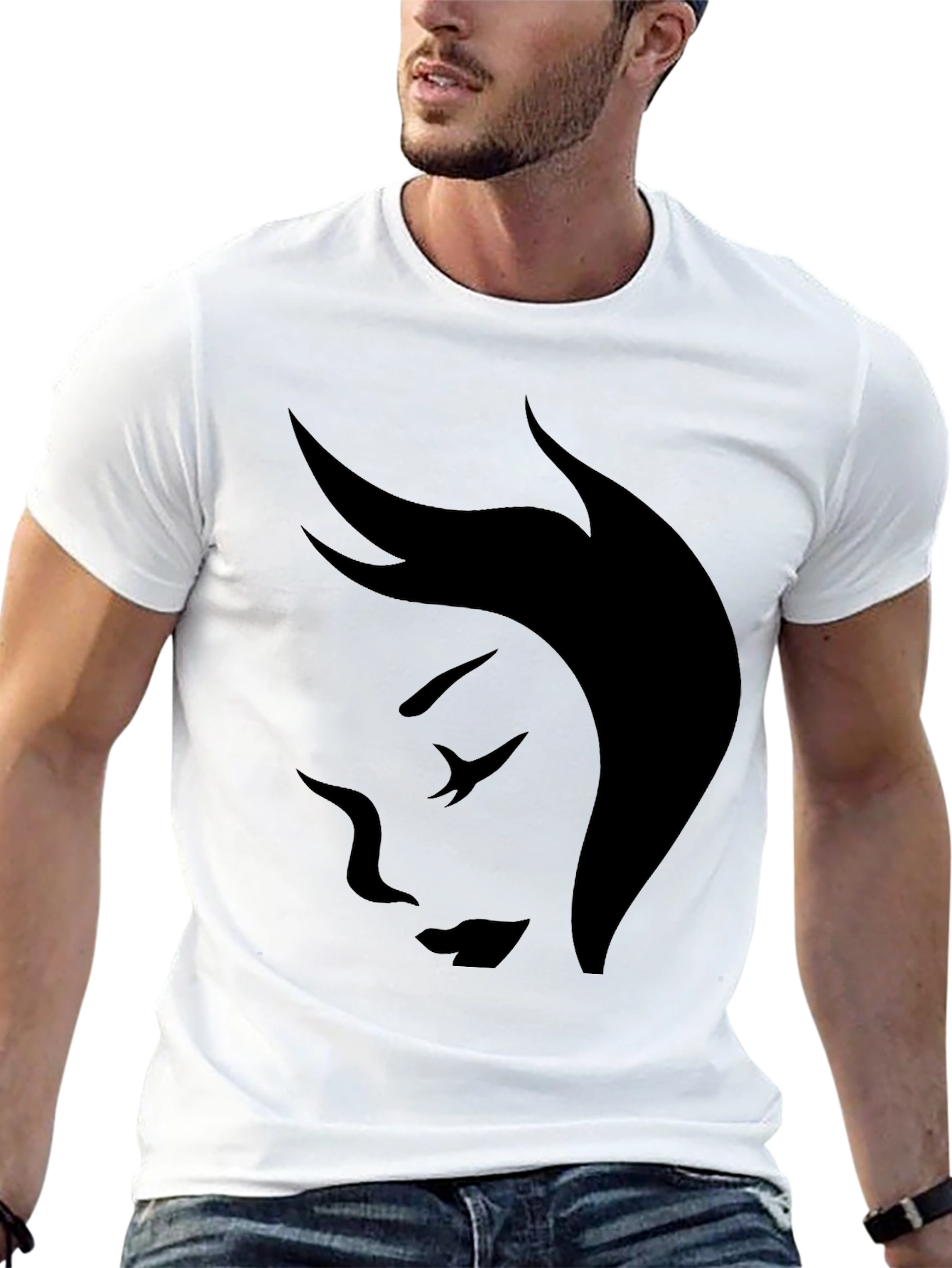 Minimalist Face Graphic Black T-Shirt