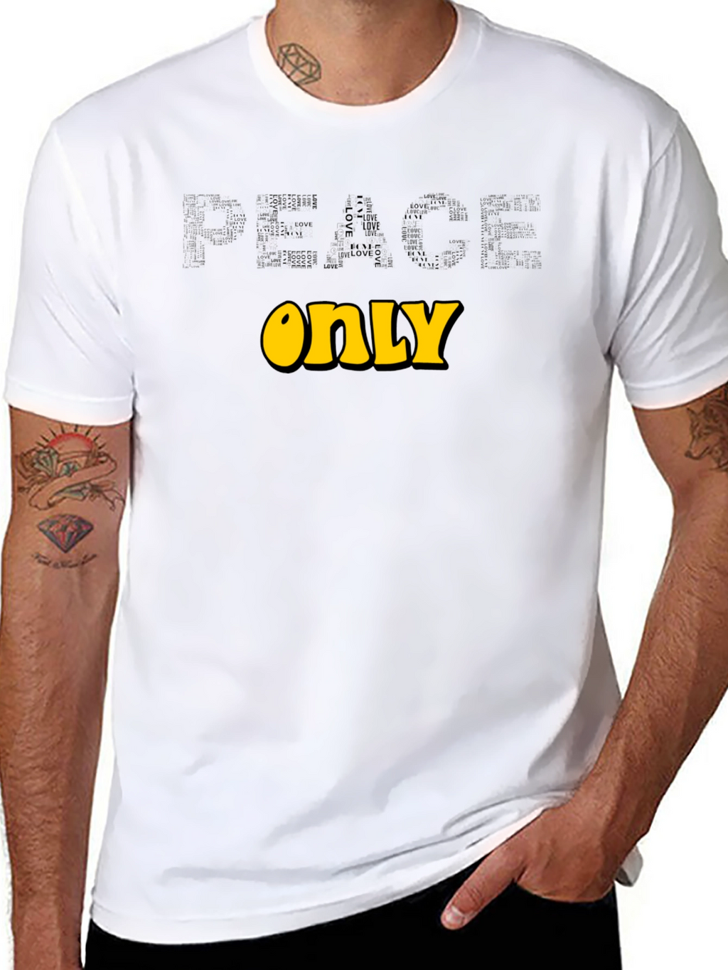 Peace Only Graphic T-Shirt Black Cotton Blend