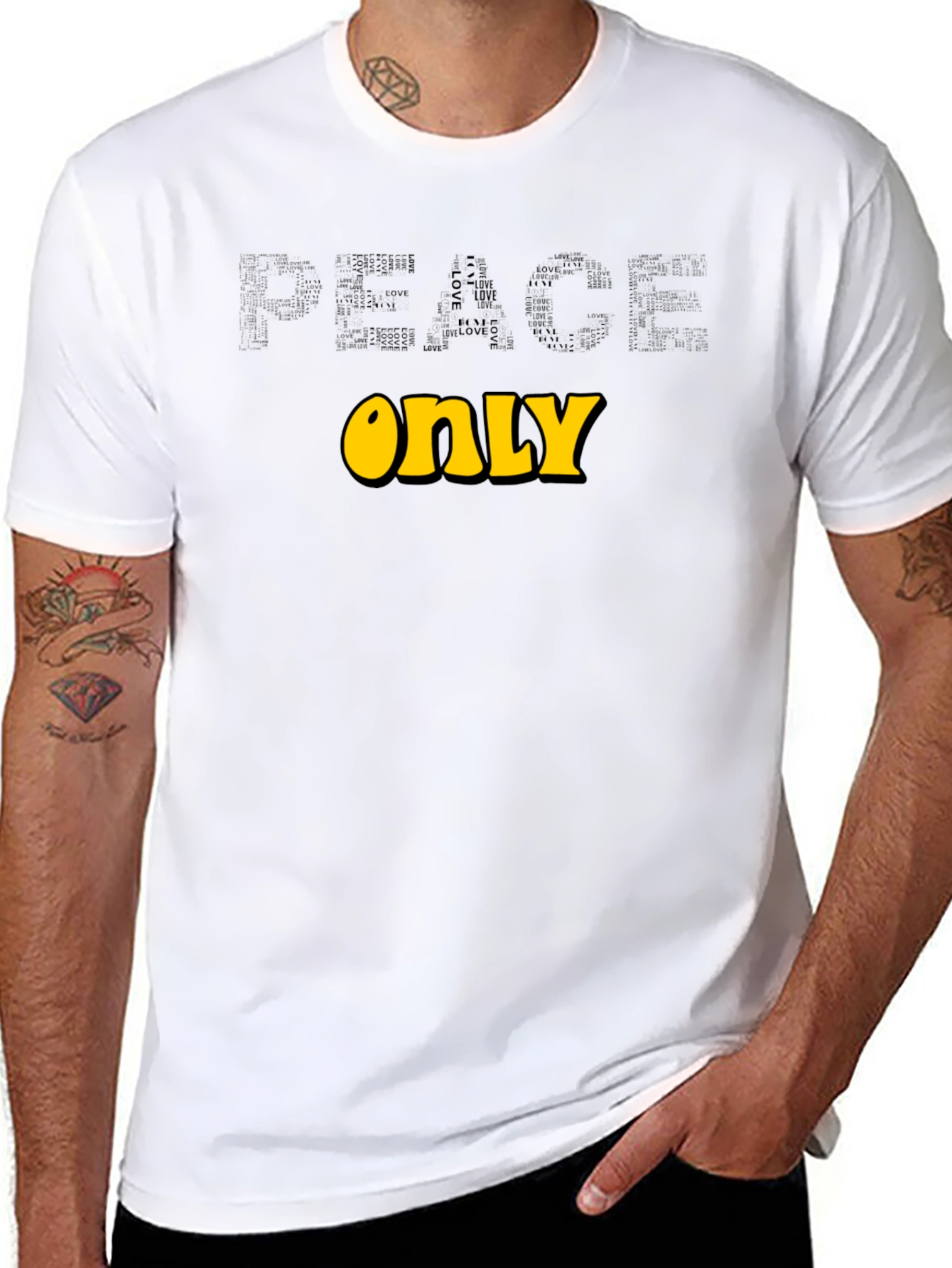 Peace Only Graphic T-Shirt Black Cotton Blend