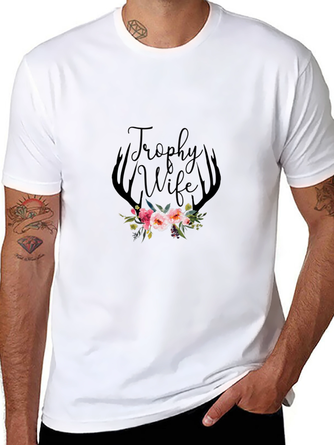Trophy Wife Floral Antler Graphic Tee