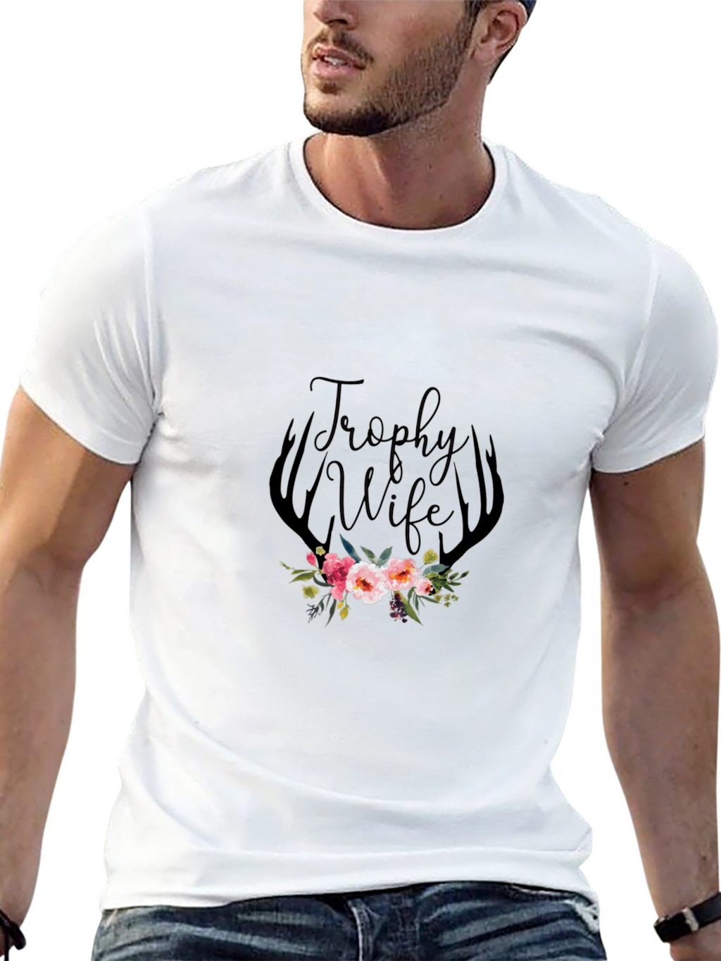 Trophy Wife Floral Antler Graphic Tee