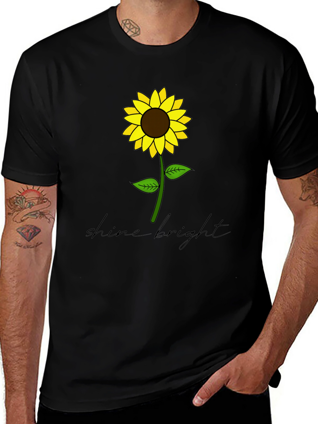 Shine Bright Sunflower Graphic Tee - Black