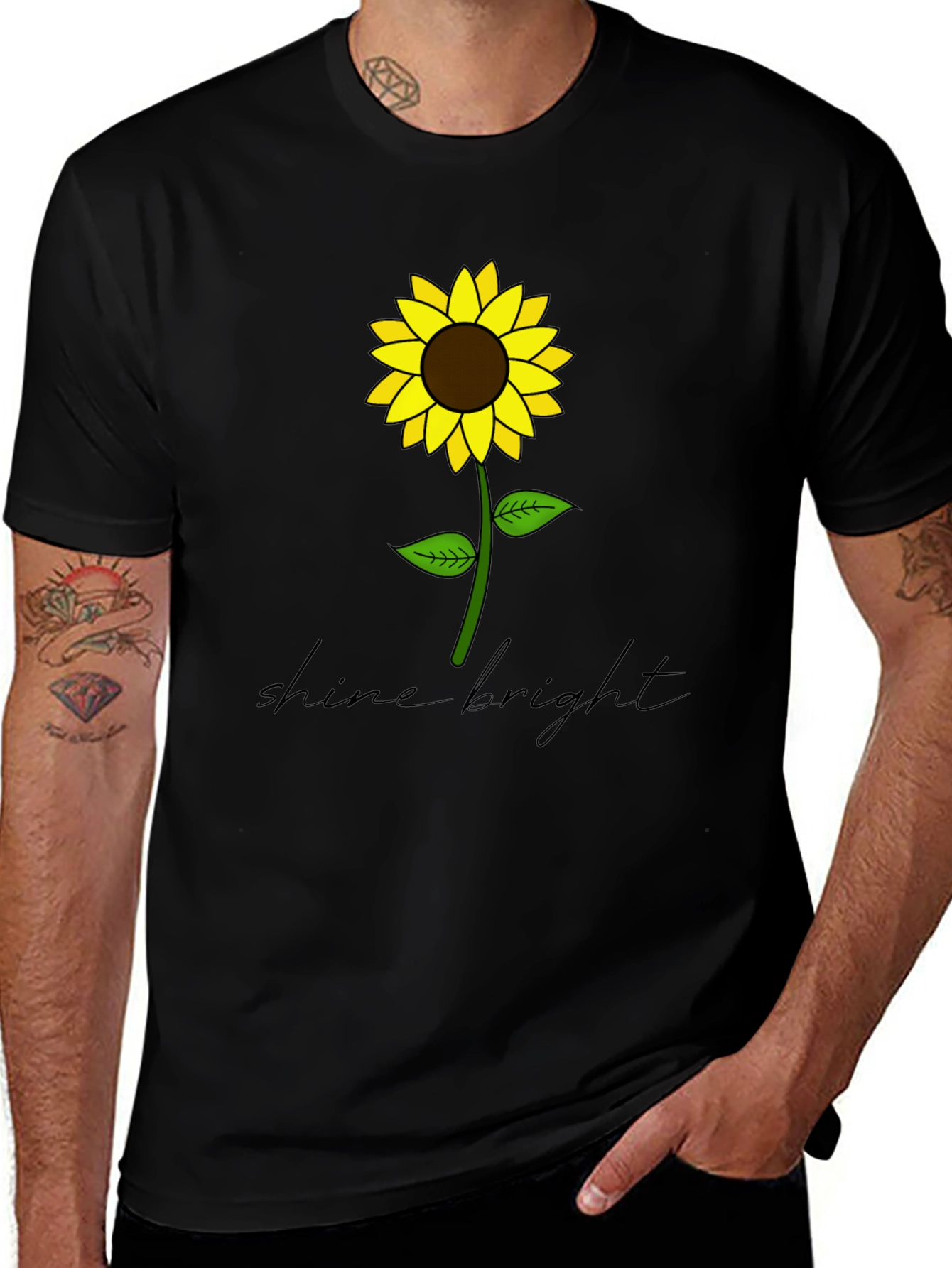 Shine Bright Sunflower Graphic Tee - Black