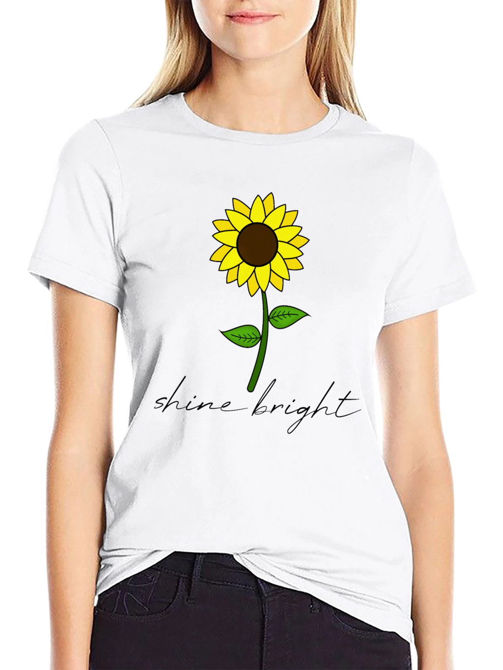 Shine Bright Sunflower Graphic Tee - Black